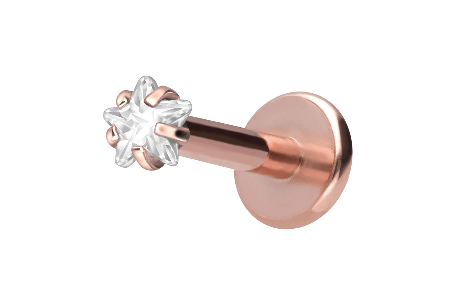 Titan Labret Piercing mit Innengewinde EINGEFASSTER KRISTALLSTERN